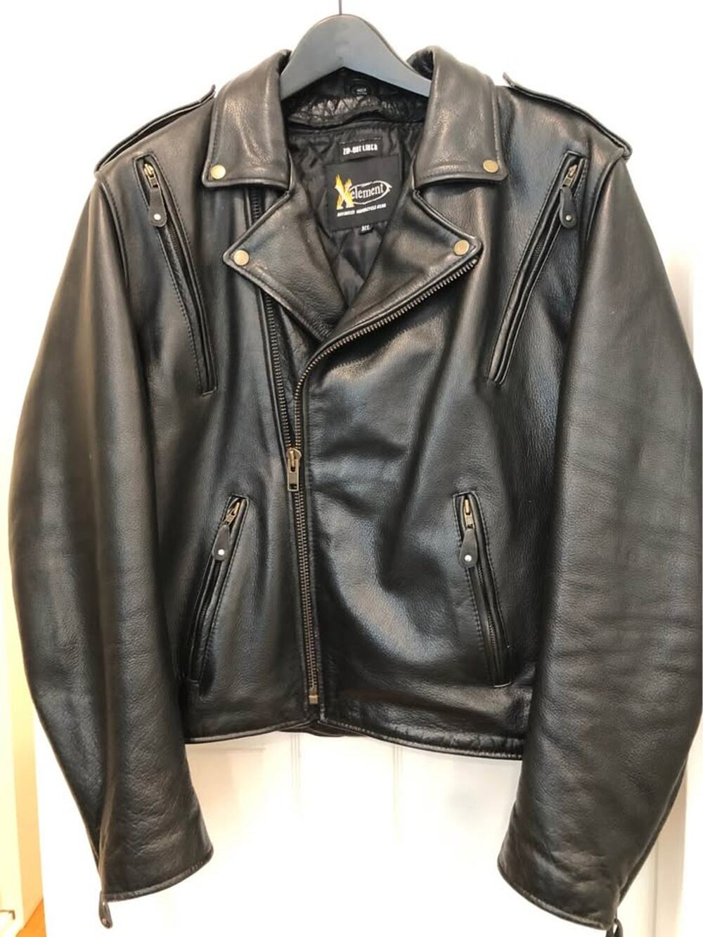Xelement "Cool Rider" Black Leather Vented Biker Jacket - XL